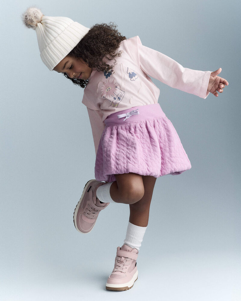 Toddler Girl Skiing Squish Long-Sleeve Top - Light Pink, image 5 of 6 slides