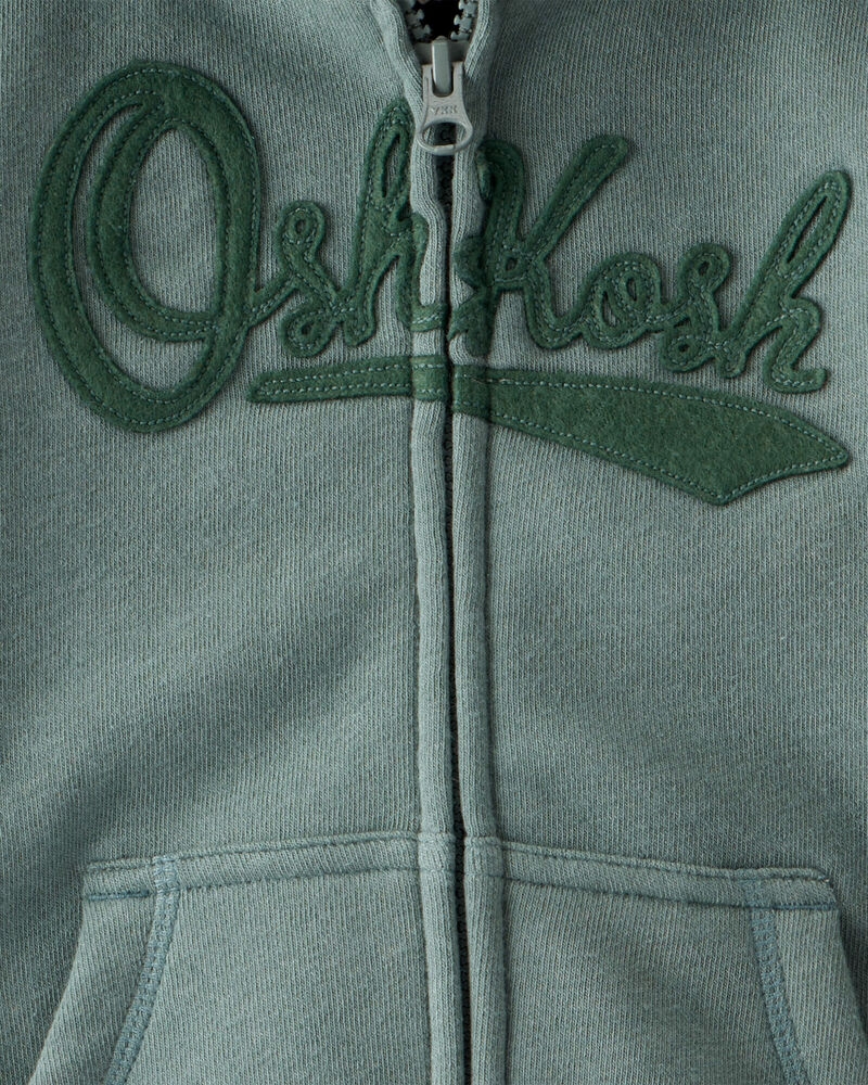 Toddler Boy DayDream Fleece  OshKosh Logo Zip Jacket - Green, image 2 of 3 slides