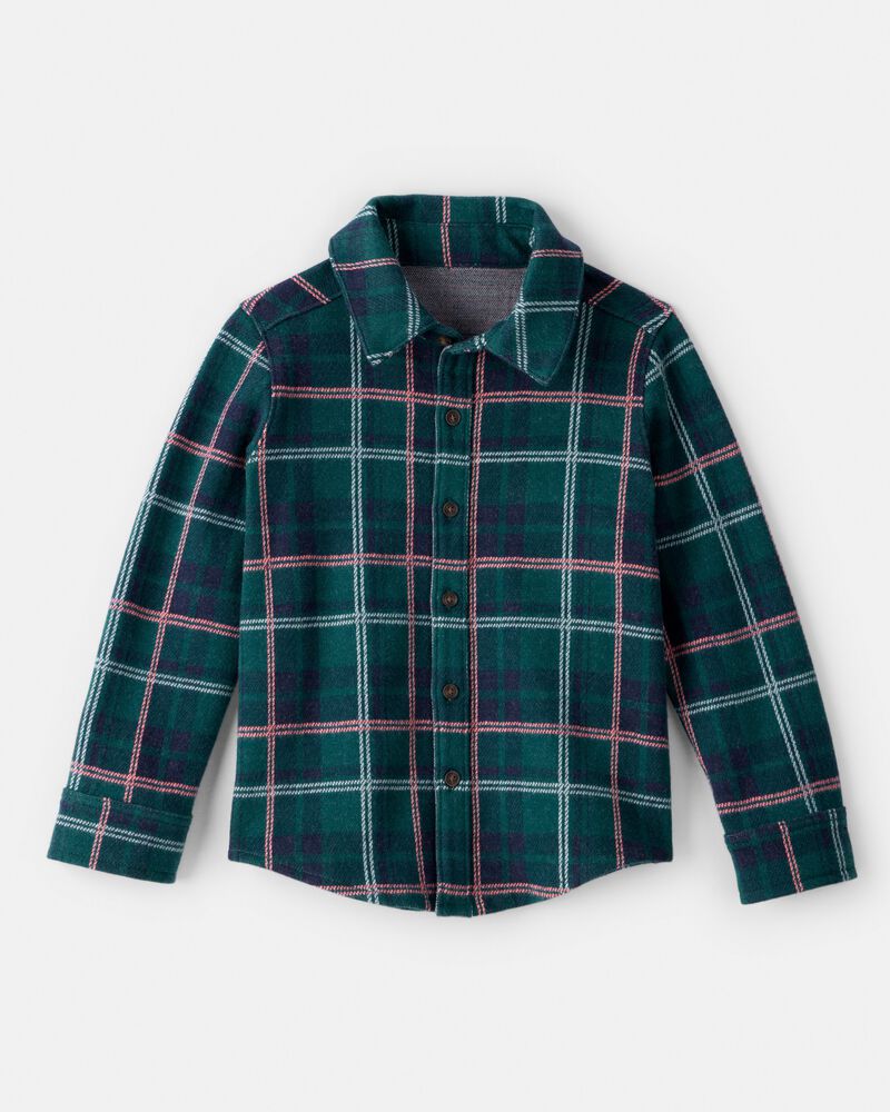 Toddler Boy Plaid Button-Down Shirt - Green, image 1 of 3 slides