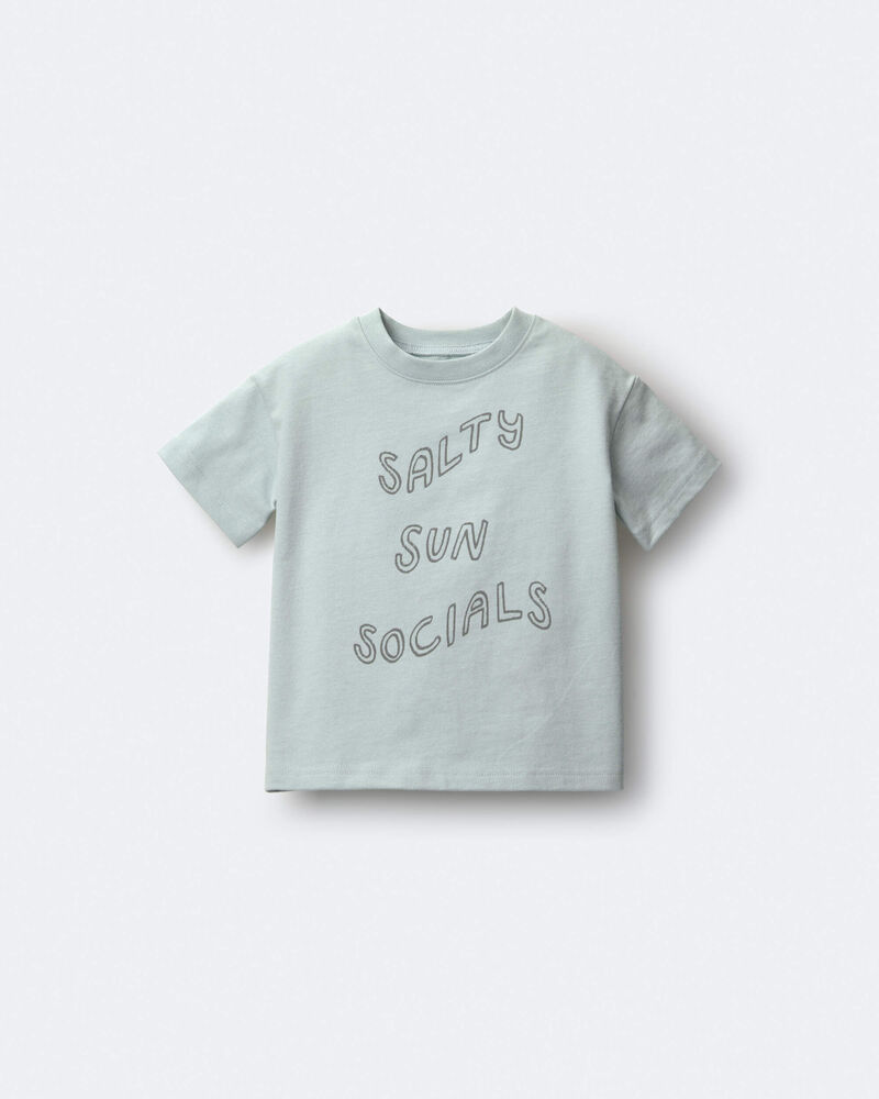 Toddler 'Salty Sun Socials' Premium Relaxed Graphic Tee - Light Blue, image 6 of 6 slides