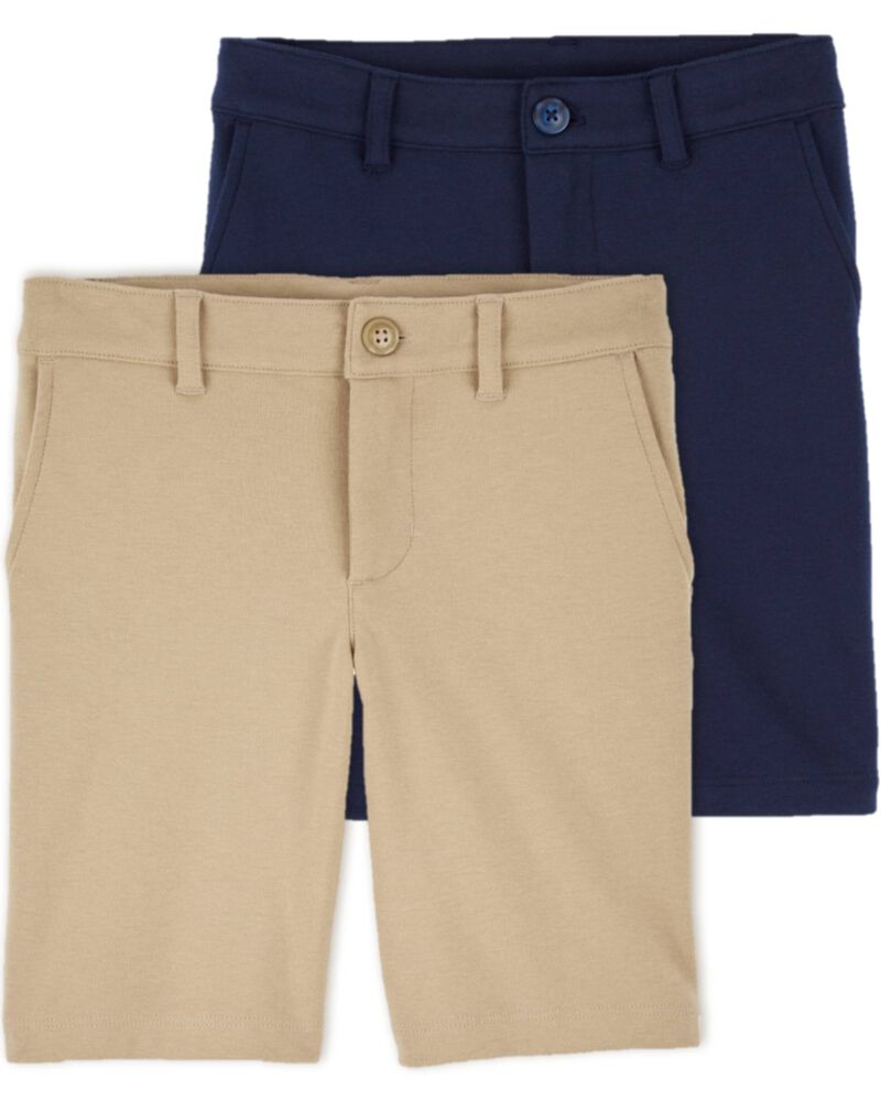 Kid 2-Pack Ponte Knit Uniform Shorts, image 1 of 7 slides