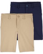 Kid 2-Pack Ponte Knit Uniform Shorts, image 1 of 7 slides