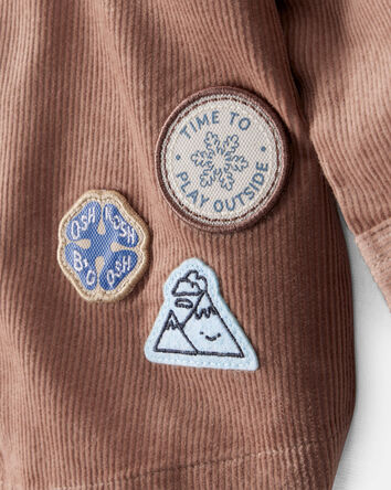 Baby Boy Camping Badges Corduroy Button-Down Shirt - Brown, 