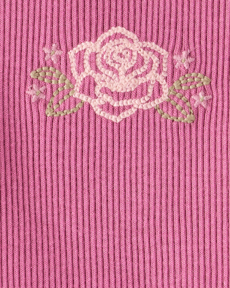Baby Girl Flower Cotton Short-Sleeve Top - Pink, image 3 of 4 slides
