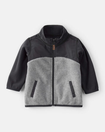 Baby Boy Long-Sleeve Zip-Up Jacket - Grey/Black, 