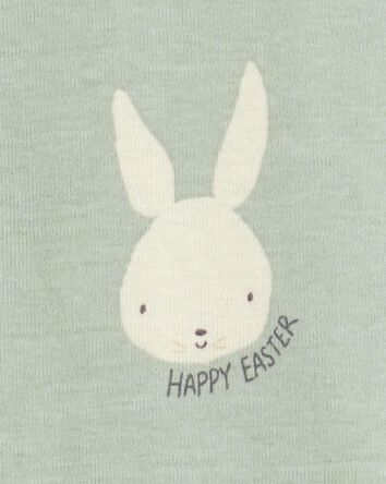 Kid Bunny Print Easter Snug Fit Cotton 2-Piece Pajamas - Green, 