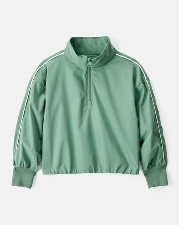 Girls Long-Sleeve Quarter-Zip Windbreaker - Green, 
