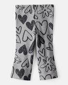 Baby Girl Heart Pull-On Flare Stretch Rib Leggings - Grey, image 2 of 4 slides