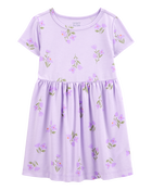Toddler Girl Floral Short-Sleeve Dress - Purple, image 1 of 4 slides