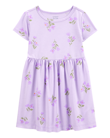 Toddler Girl Floral Short-Sleeve Dress - Purple, 