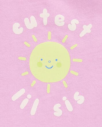 Baby Lil Sis Flutter-Sleeve Bodysuit - Pink, 