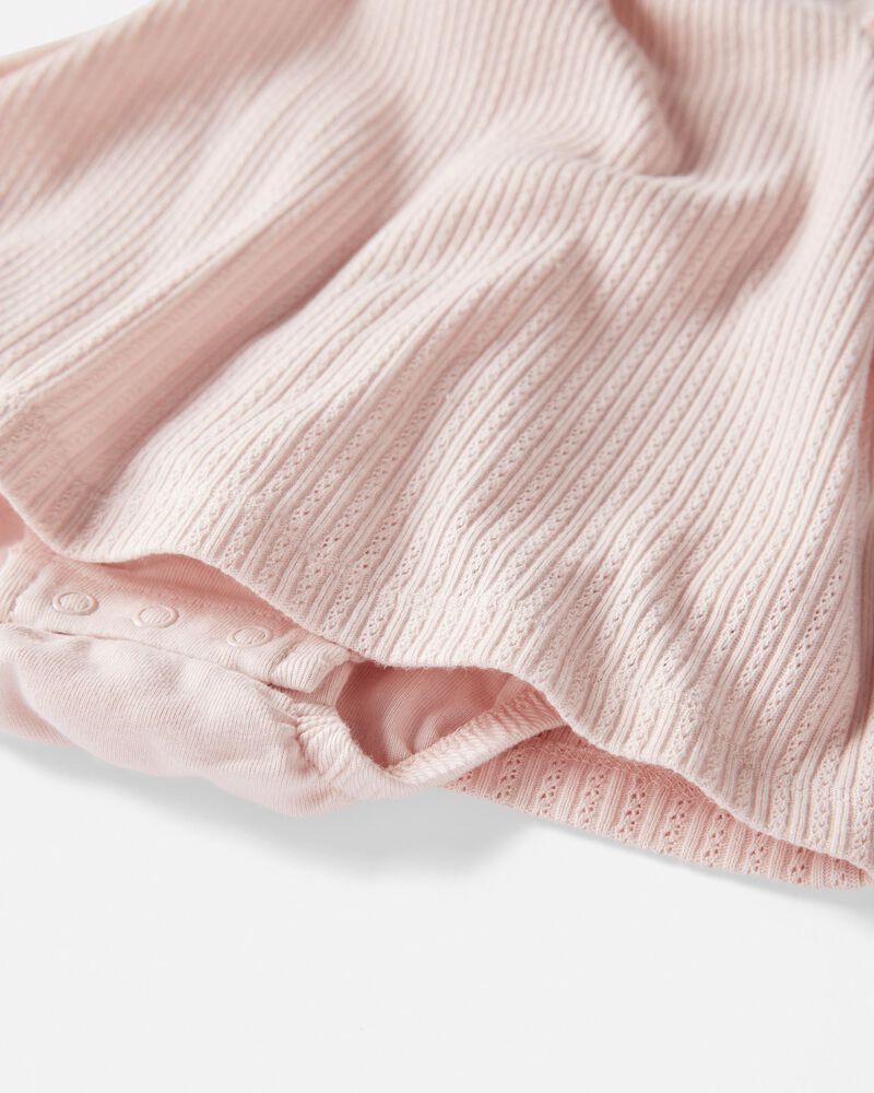 Baby Girl Pointelle Romper Made With Organic Cotton, image 2 of 4 slides