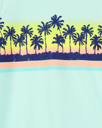 Kid Palm Tree Long-Sleeve Rashguard Swim - Mint Blue, 