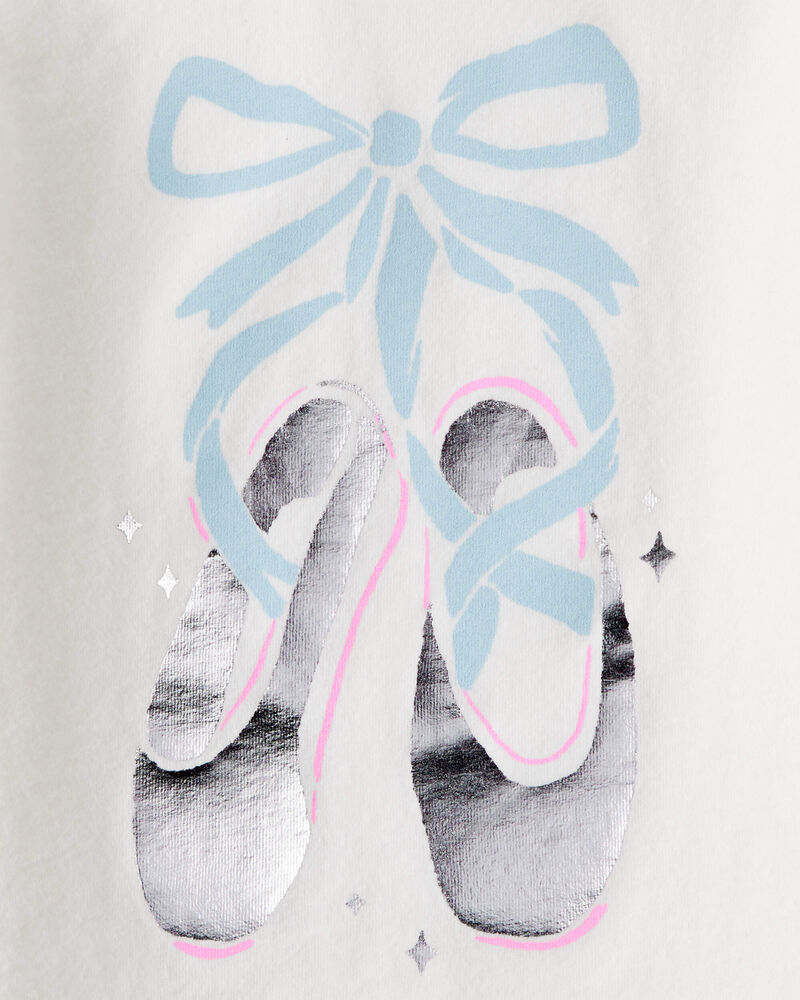 Baby Girl Metallic Ballet Shoe Long-Sleeve Graphic Tee - White, image 2 of 3 slides