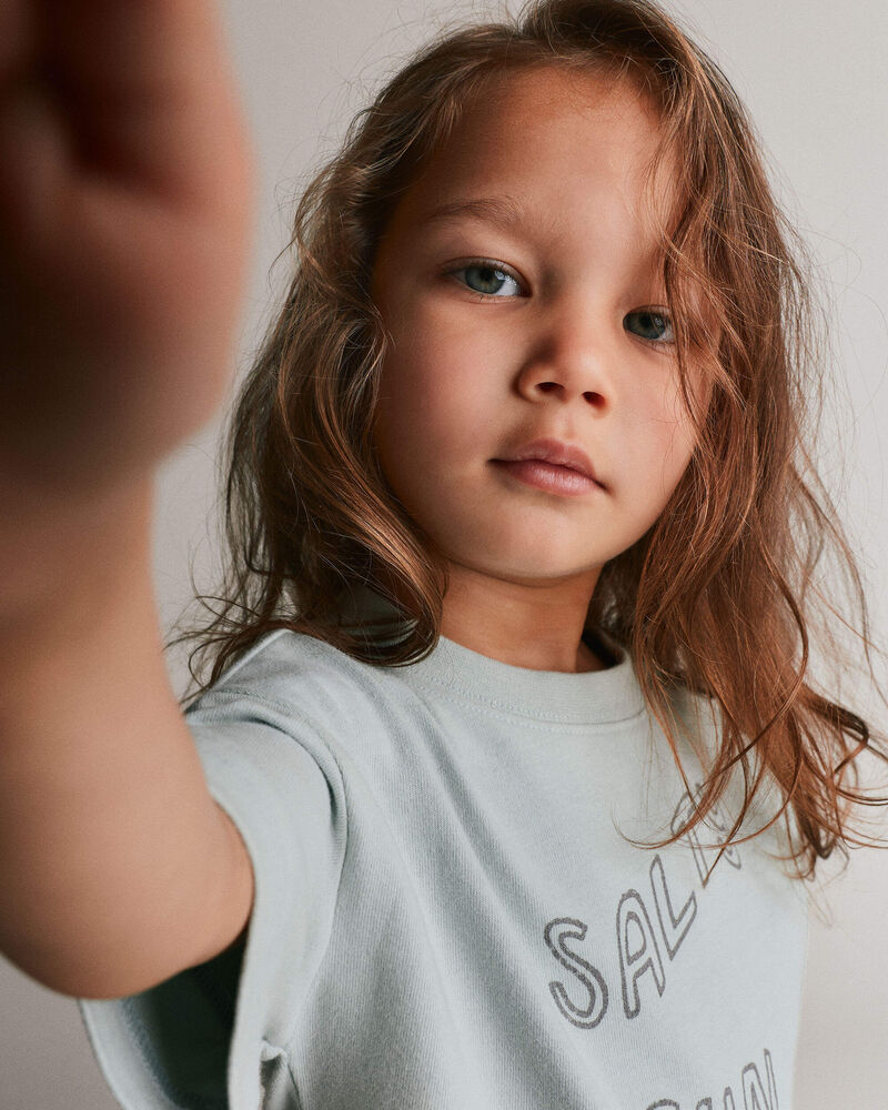 Toddler 'Salty Sun Socials' Premium Relaxed Graphic Tee - Light Blue, image 4 of 6 slides