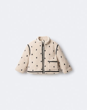 Toddler Girl Polka Dot Sherpa Jacket - Ivory, 