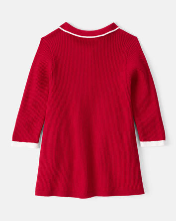 Baby Girl Cotton Long-Sleeve Occasion Dress - Red, 