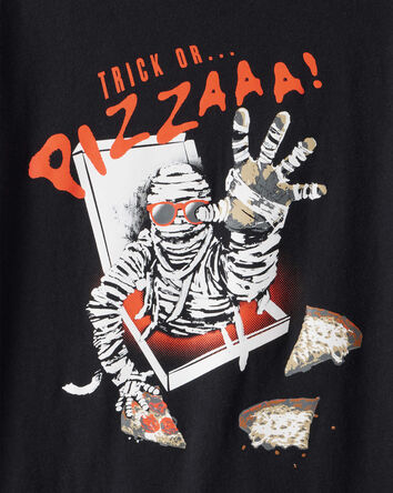 Boys Halloween Trick Or Pizza Long-Sleeve Graphic Tee - Black, 