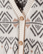 Toddler Girl Fair Isle Long-Sleeve Cardigan Sweater - Ivory, image 2 of 4 slides