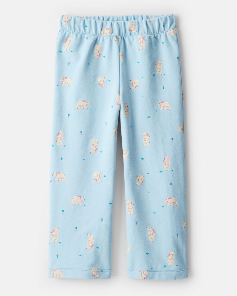 Toddler Girl Polar Bear French Terry Pullover & Pant Set - Blue, image 2 of 4 slides