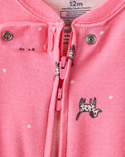 Baby Girl Dalmatian Print 100% Cotton Long-Sleeve 2-Way Zip 1-Piece Pajamas - Pink, image 2 of 5 slides