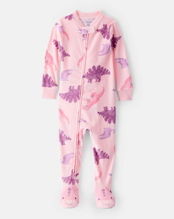 Baby Girl Dinosaur DreamPlush Snug Fit 2-Way Zip 1-Piece Pajamas - Pink, 