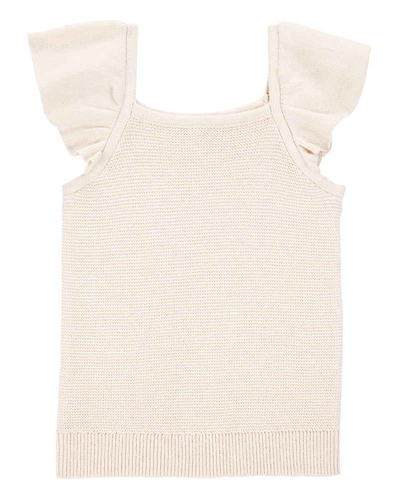 Baby Girl Flutter-Sleeve Rib Tank - White, image 1 of 3 slides