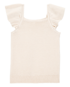 Baby Girl Flutter-Sleeve Rib Tank - White, image 1 of 3 slides