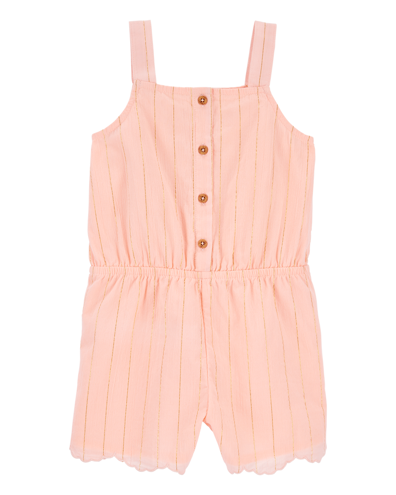 Toddler Boho Button-Up Crinkle Romper - Coral, image 1 of 3 slides