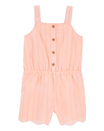 Toddler Boho Button-Up Crinkle Romper - Coral, 
