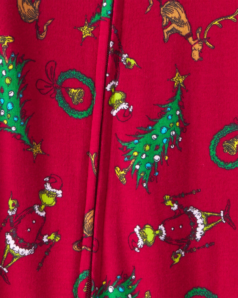 Baby Dr. Seuss&trade; The Grinch Print 100% Cotton Long-Sleeve Snug Fit 1-Piece Pajamas - Red, image 3 of 4 slides