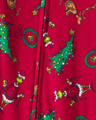 Baby Dr. Seuss&trade; The Grinch Print 100% Cotton Long-Sleeve Snug Fit 1-Piece Pajamas - Red, image 3 of 4 slides