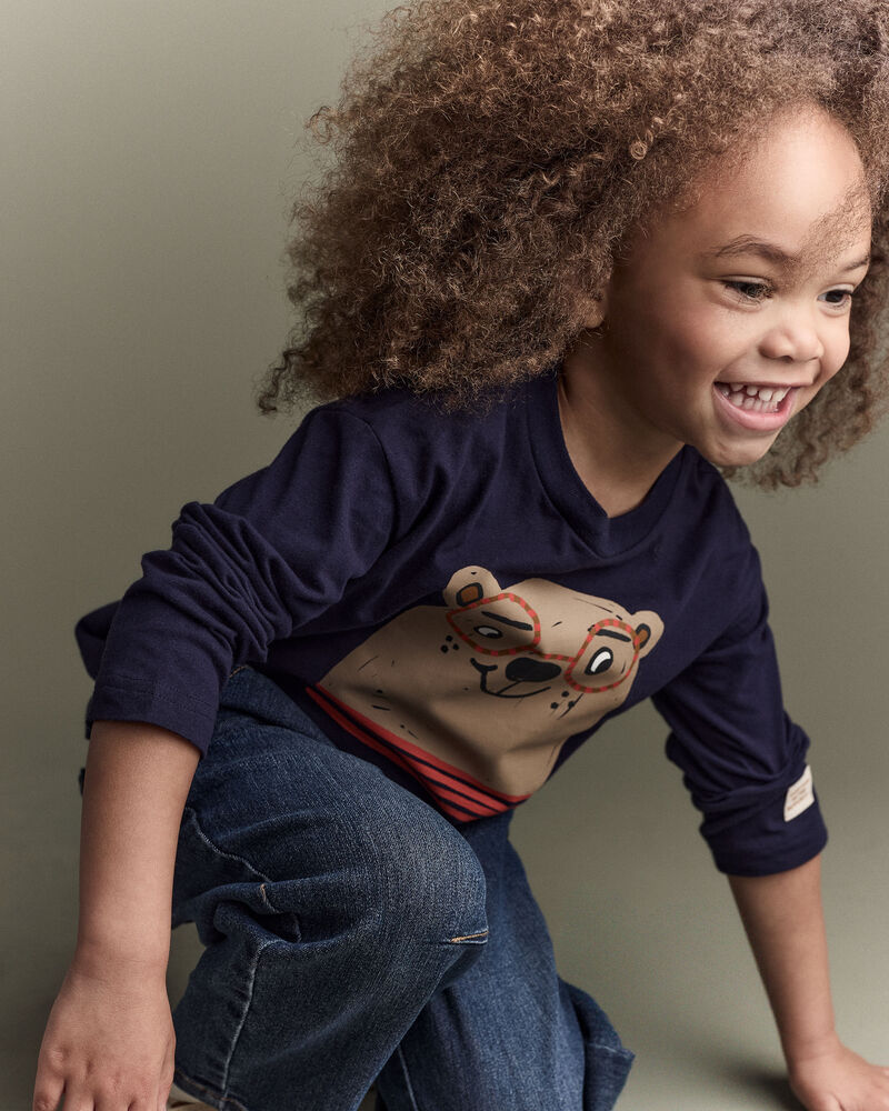 Toddler Boy Otter Long-Sleeve Relaxed Graphic Tee - Navy, image 3 of 7 slides
