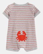 Baby Boy Crab Striped Cotton Blend Short-Sleeve Romper, image 2 of 4 slides
