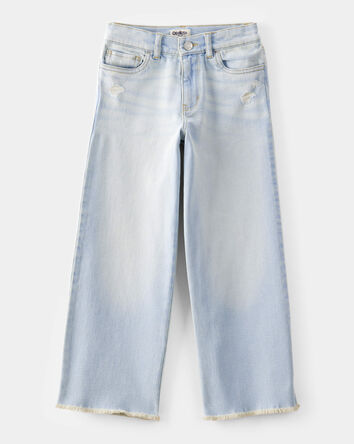 Girls High Rise Baggy Wide Leg Jeans - Light Denim Wash, 