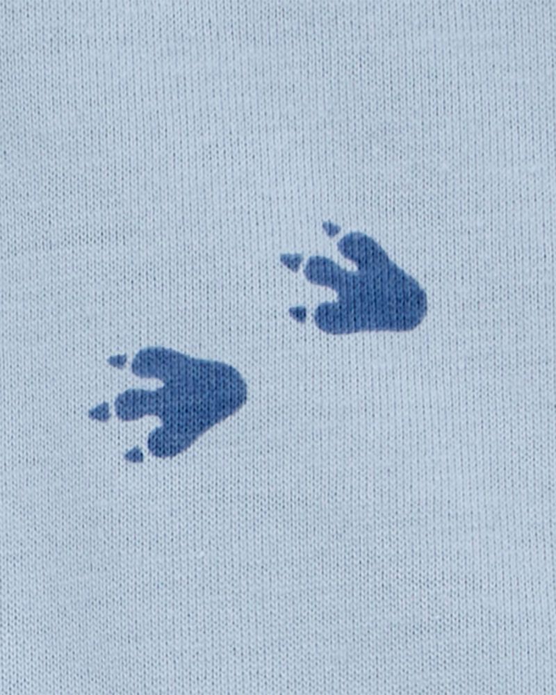 Baby Boy 2-Piece Dinosaur Footprint Bodysuit & Short Set - Blue/Brown, image 2 of 3 slides