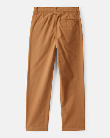 Boys Flat Front Fashion Pants - Brown, 