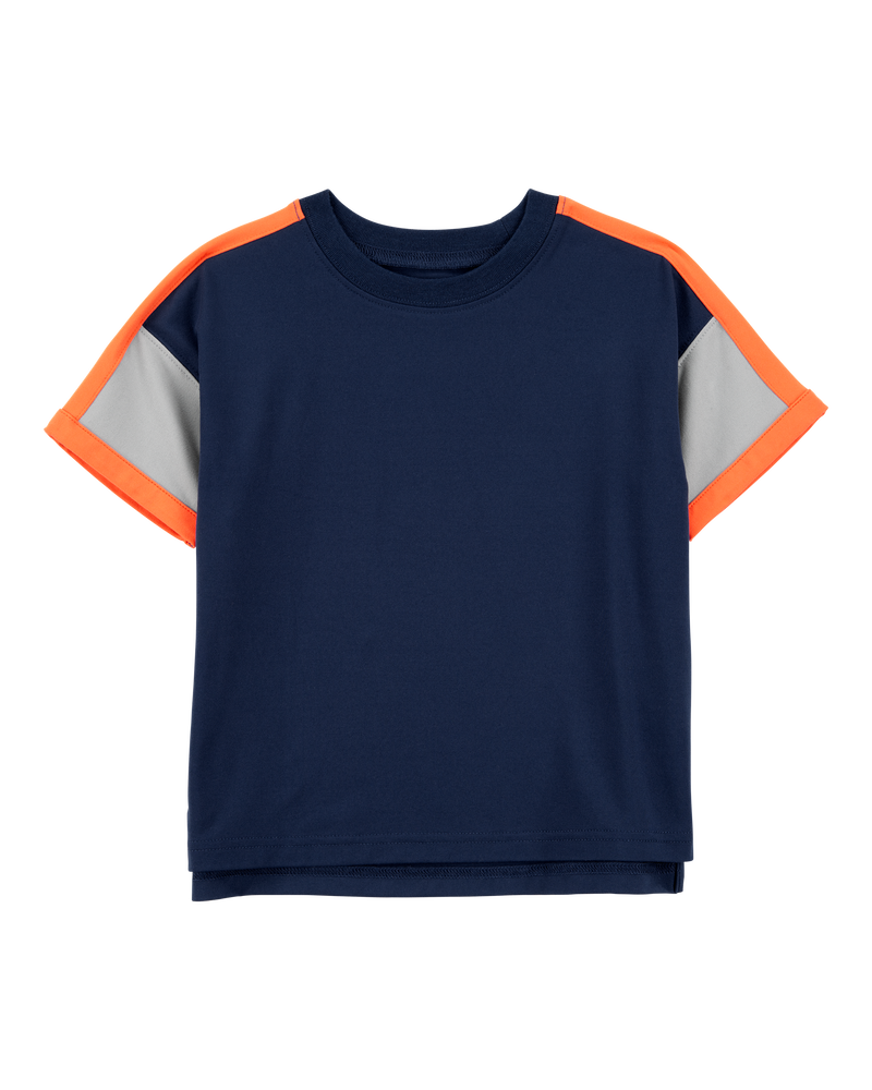 Toddler 2-Piece Active Raglan Tee & Pull-On Shorts Set - Navy/Orange, image 2 of 9 slides