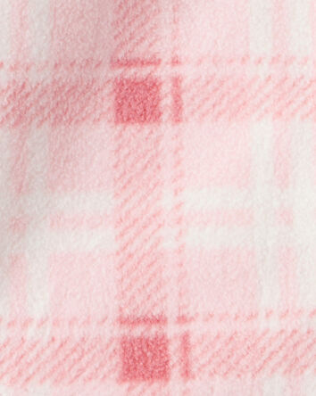 Baby Girl 3-Piece Plaid Print Fleece Jacket, Bodysuit & Pant Set - Pink, 