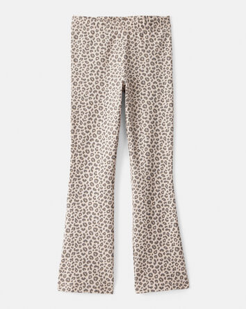 Girls Cotton Leopard Stretch Flare Leggings, 