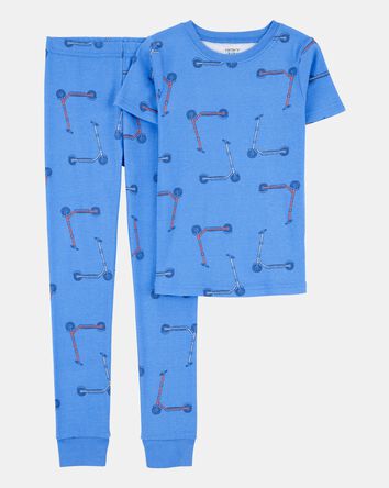 Boys 2-Piece Scooter Print 100% Snug Fit Cotton Pajamas - Blue, 