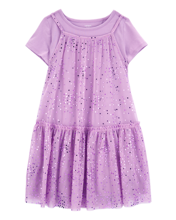 Kid Sparkly Star Tulle Dress Set, 