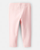 Baby Girl Cotton Ribbed Stretch Leggings - Pink, image 2 of 4 slides