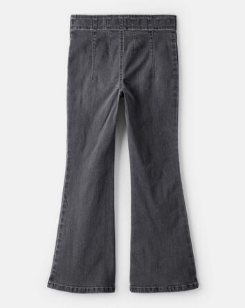 Girls Star Print Denim Bootcut Jeans - Black, 