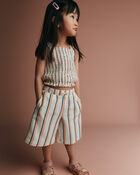 Toddler Girl Wide-Leg Capri Pant in Stripes - Cream, image 1 of 7 slides