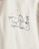 Baby Boy Dragon Print Cotton Long-Sleeve Bodysuit & Pant Set - Green/White, image 3 of 6 slides