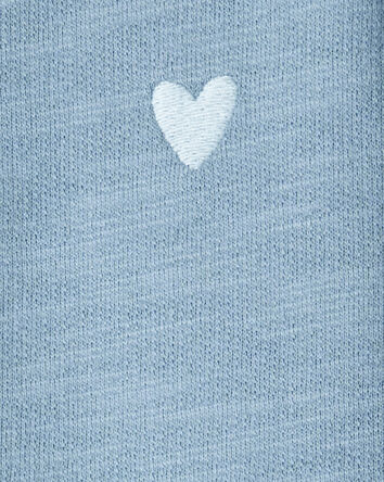 Baby Girl Heart Cotton Long-Sleeve Cardigan Sweater - Blue, 