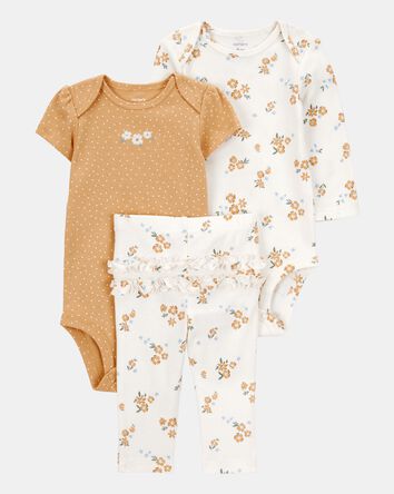 Baby Girl 3-Piece Floral Little Character Set&reg; - Gold/White, 