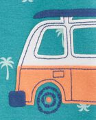 Baby Boy Car Polka Dot Snug Fit Cotton Footie 1-Piece Pajamas - Turquoise, image 2 of 4 slides