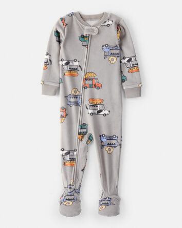 Baby Boy Foodtruck DreamPlush Snug Fit Long-Sleeve 2-Way Zip 1-Piece Pajamas - Grey, 